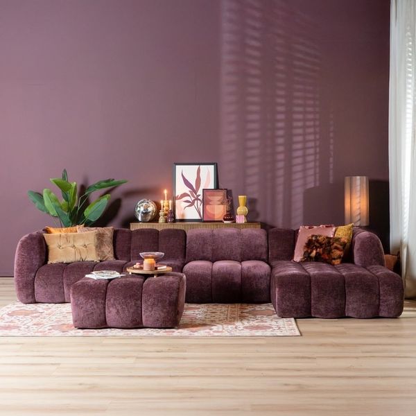 Bronx71 Ecksofa Luca XL Chenille lila rechts