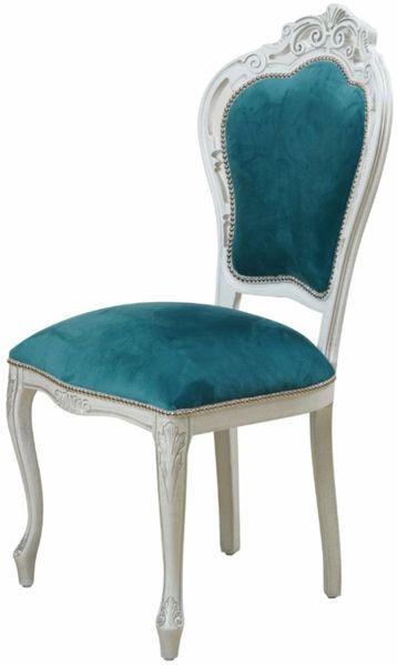 Casa Padrino Luxus Barock Esszimmer Stuhl Türkis / Weiß H. 106,5 cm - Barock Möbel