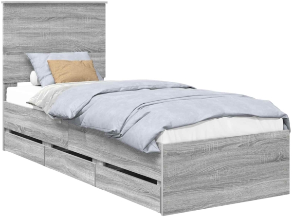vidaXL Bettrahmen Graues Sonoma 75 x 190 cm Ingenieurs Holz 3411171