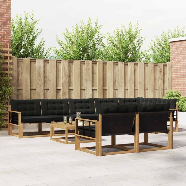vidaXL Outdoor-Sofagarnitur 9 pcs Weiß und Schwarz 79 x 79 x 37 cm 3388834
