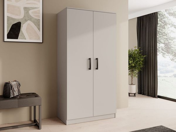 Beautysofa Kleiderschrank TREND 2-türig mit Selbsteinzug, Kleiderstange und 5 Einlegeböden (verschiedene Farben, mit oder ohne Schubladen)
