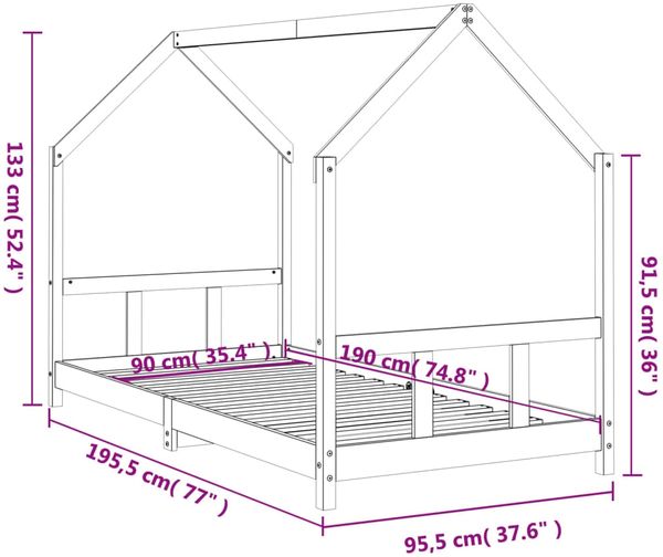 vidaXL Kinderbett 90x190 cm Massivholz Kiefer 835727 Bild 9