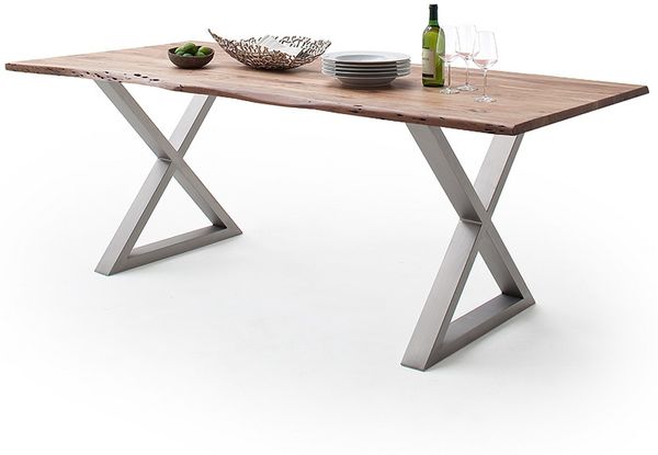 Baumkantentisch >Calabria< in Akazie natur lackiert - 180x76,5x90 (BxHxT)
