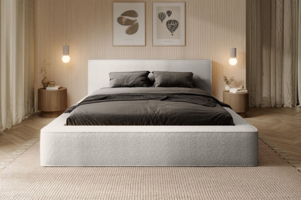 Polsterbett Doppelbett OMAHA 140x200cm Komplettset Stoff Euphoria Weiß Bild 2