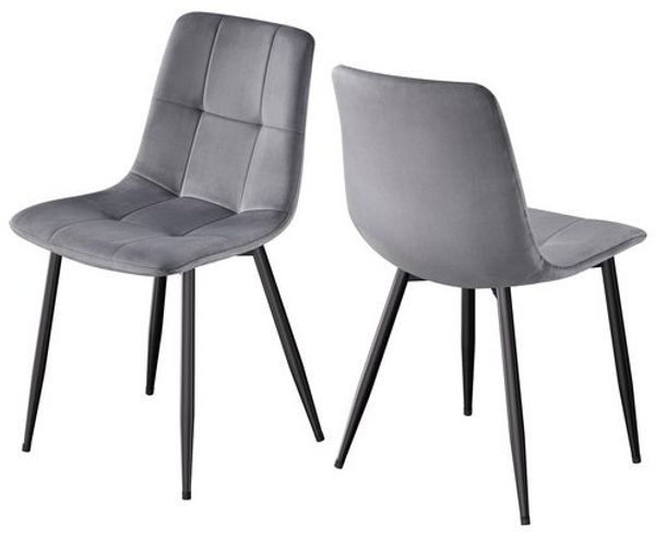 VASAGLE Küchenstühle gepolstert, Esszimmerstühle Samt, moderner Sessel mit verstellbaren Füßen, für Wohnzimmer, 2er Set, grau