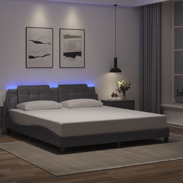 vidaXL Bettgestell mit LED ohne Matratze "Zadar" Grau 180x200 cm 3214127