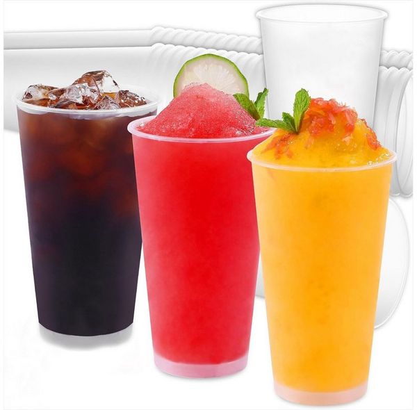 KingLux Mehrwegbecher 50Stück Plastikbecher Mehrweg Mattierte Weiß, Partybecher 520ml, (50-tlg)