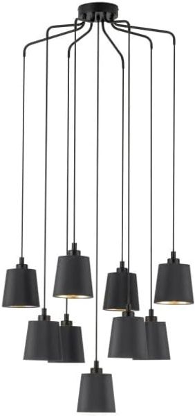 BERNABETTA Pendelleuchte - 9-flammig, Textil, Schwarz-Gold, E27, Modernes Design für Wohnzimmer Esszimmer, dekorative Deckenleuchte, hochwertige Metallverarbeitung