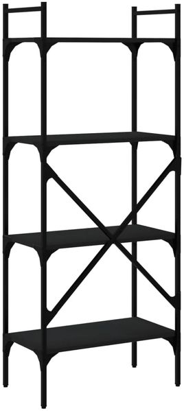 vidaXL Bücherregal 4 Fächer Schwarz 56x31,5x138,5 cm Holzwerkstoff 833338 Bild 4
