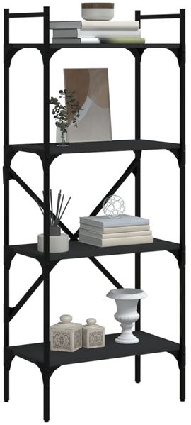 vidaXL Bücherregal 4 Fächer Schwarz 56x31,5x138,5 cm Holzwerkstoff 833338 Bild 6