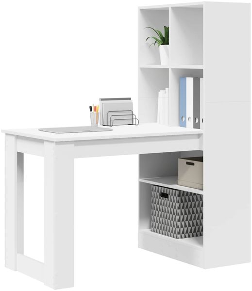vidaXL Schreibtisch mit Regal Weiß 122 x 67 x 145 cm Holzwerkstoff 3337257 Bild 3