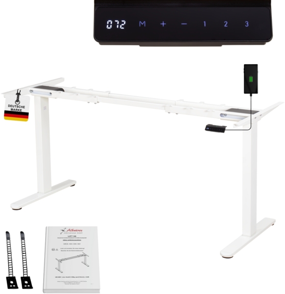 Albatros höhenverstellbares Schreibtisch Tischgestell elektrisch | LIFT S5 Weiß | Gestell, Tischbeine, Tischfüße Metall | Display | 120Kg belastbar