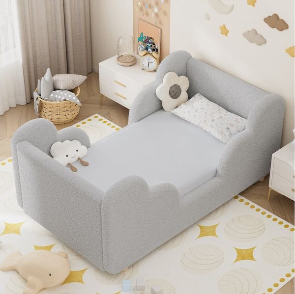 Meulbaty Kinderbett mit weichem Bodenbettgestell, extra breites Sicherheitsbett (1-tlg), für Mädchen und Jungen, ohne Matratze, 140x70 cm