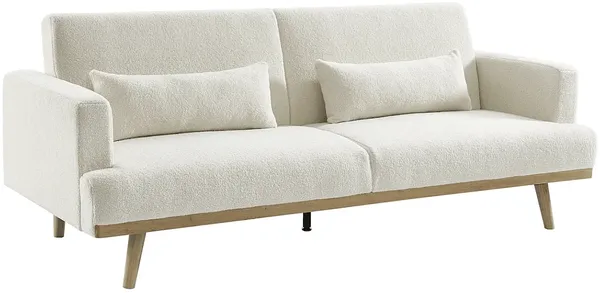 Vente-unique - ESME Sofa Stoff Weiß - B 89 cm x H 85 cm x L 216 cm