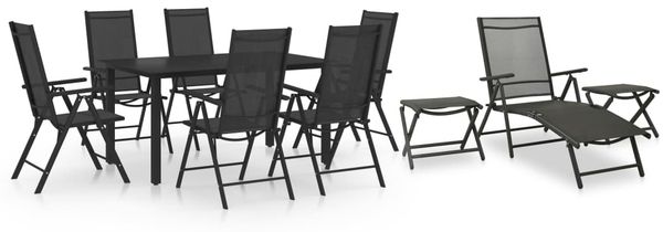 vidaXL 10-tlg. Garten-Essgruppe Schwarz und Anthrazit 3070645