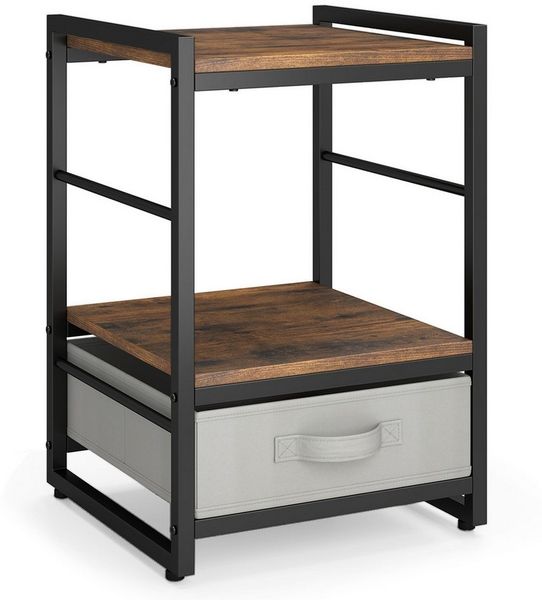 COSTWAY Nachttisch, mit Stoffschublade, Beistelltisch mit Ablage, 40 x 40 x 60 cm
