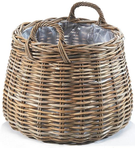 Kobolo Pflanzkübel Pflanzkorb Rattan - rund mit Folie ausgeschlagen (1 Stück)