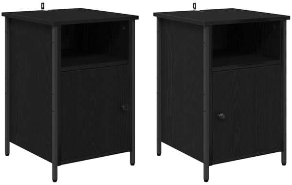 vidaXL Nachttisch 2 pcs Schwarz Eichen-Optik 40 x 42 x 60 cm 881837