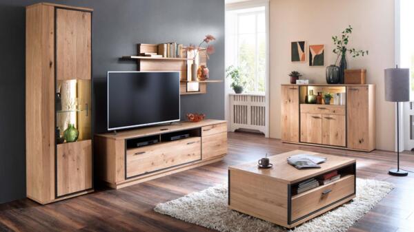 Wandregal CAMPINAS Asteiche Bianco massiv anthrazit 185 cm Bild 2