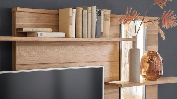 Wandregal CAMPINAS Asteiche Bianco massiv anthrazit 185 cm Bild 1