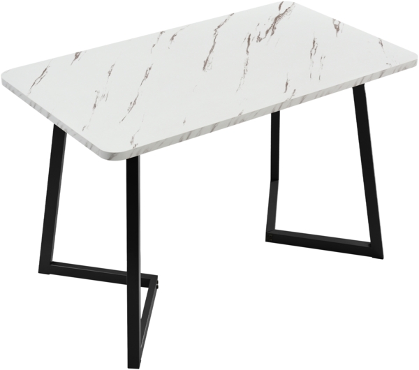Merax 117x68cm Esstisch (1-St, nur Tisch), Küchentisch mit Metallbeinen Marmortisch Schreibtisch, Schwarz | weiße Marmoroptik Bild 5