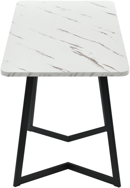 Merax 117x68cm Esstisch (1-St, nur Tisch), Küchentisch mit Metallbeinen Marmortisch Schreibtisch, Schwarz | weiße Marmoroptik Bild 6