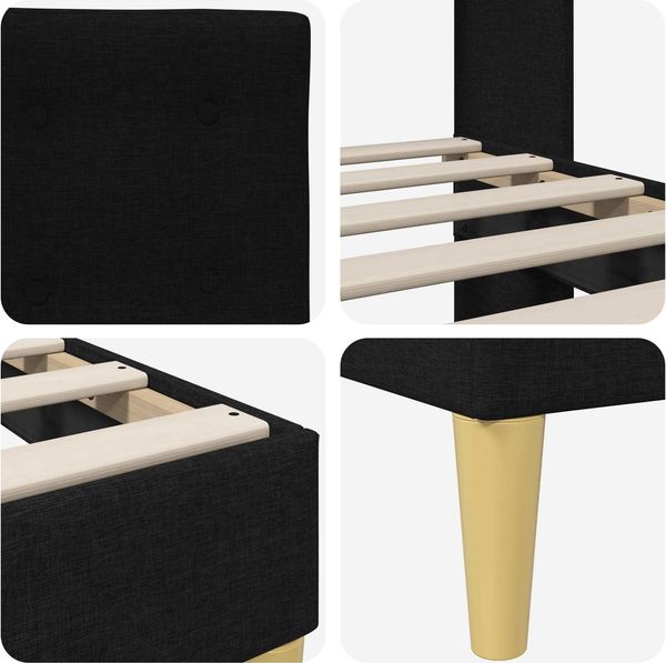 vidaXL Bettrahmen mit Kopfteil Schwarz 120 x 190 cm Stoff 42027781 Bild 7