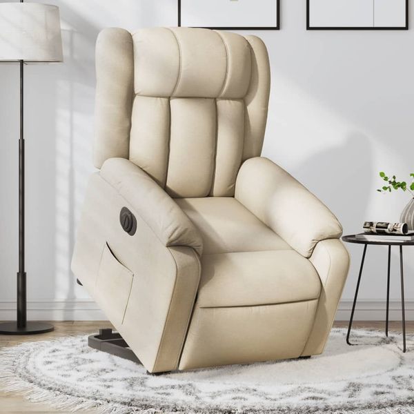 vidaXL Relaxsessel mit Aufstehhilfe Elektrisch Creme Stoff 3205349