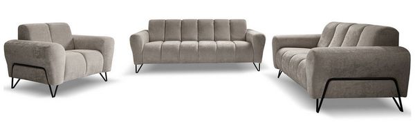Beautysofa Polstergarnitur VOLARE mit Metallbeine in Schwarz, 3-Sitzer Sofa +2-Sitzer Sofa + Sessel
