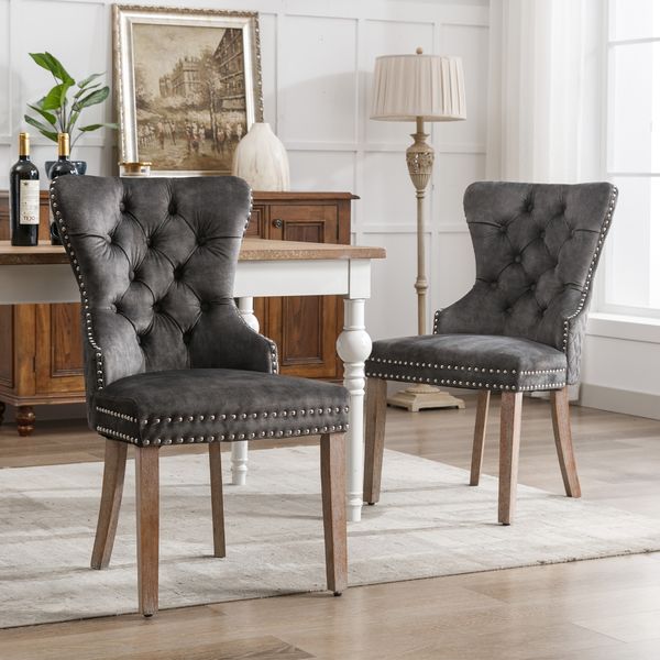 Esszimmerstuhl B 53 x T 46,5 x H 95 cm Samt mit Massivholzbeinen 2 St.