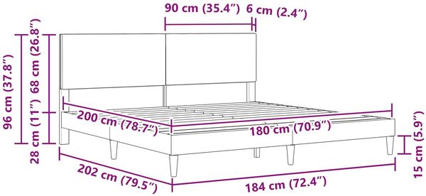 vidaXL Bettrahmen mit Kopfteil Hellgrau 180 x 200 cm Stoff 42027809 Bild 9