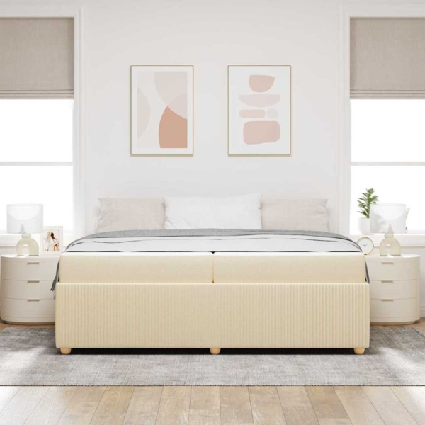 vidaXL Bettrahmen mit Matratze Creme 200 x 200 cm Stoff 3398436 Bild 3