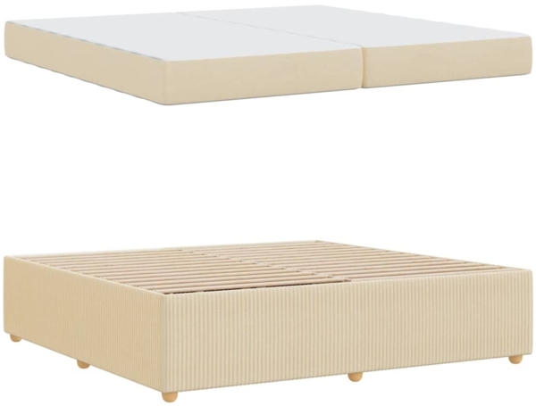 vidaXL Bettrahmen mit Matratze Creme 200 x 200 cm Stoff 3398436 Bild 4
