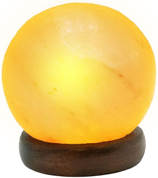 LED Tischleuchte, Salzkristall, Holz, H 10,2 cm