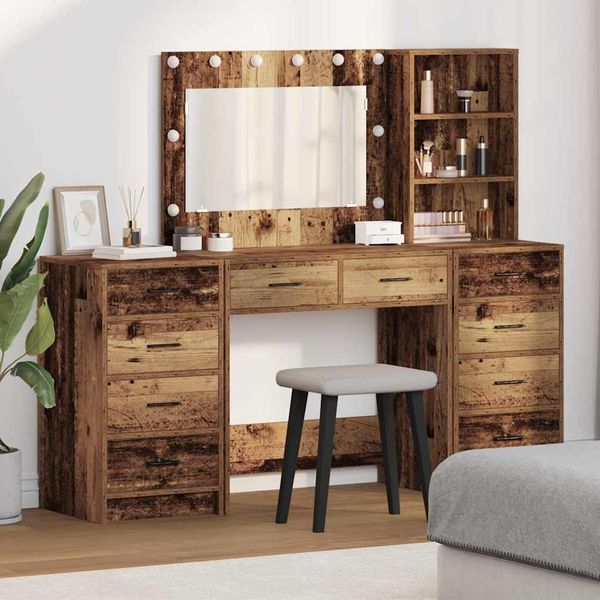 vidaXL Schminktisch 3 pcs Braun 40 x 41 x 135 cm Holzwerkstoff 3334216