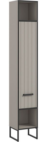 welltime Hochschrank Locri, Höhe 192 cm, Rillenoptik, Metall Kufen (1-St) Türanschlag wechselbar, modernes Design, Badschrank, Bad