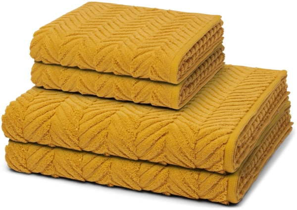Ross Sensual Skin Zopf 4 tlg. Frottier-Set - 2 X Handtuch (50 X 100cm), 2 X Duschtuch (75 X 140cm) - 500 g/m2 - Senf