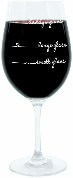 Leonardo Weinglas XL, Daddys Glass Handwriting, Geschenk Stimmungsglas mit lustiger Gravur, Mood Wein Glas, 610ml