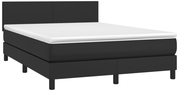 vidaXL Boxspringbett mit Matratze & LED Schwarz 140x190 cm Kunstleder 3134099 Bild 2