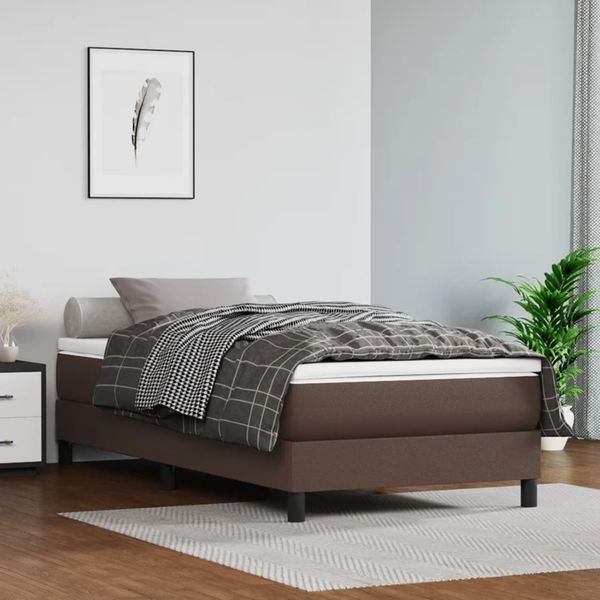 vidaXL Taschenfederkernmatratze Mittel Braun 90x200x20 cm Kunstleder 347725