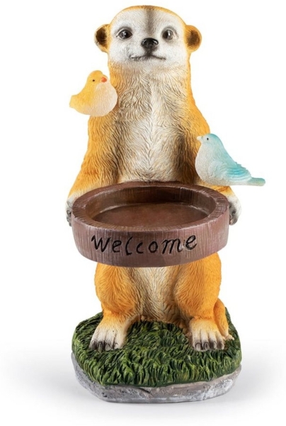 EASYmaxx Solar-LED Erdmännchen als Vogeltränke | Kabellos mit automatischem Tageslichtsensor | Detailgetreu | Dekorativ für Garten, Balkon, Terrasse | 8 Stdn. Leuchtdauer Bild 5