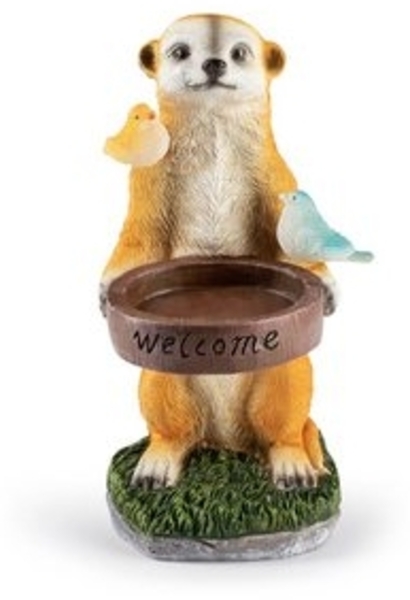 EASYmaxx Solar-LED Erdmännchen als Vogeltränke | Kabellos mit automatischem Tageslichtsensor | Detailgetreu | Dekorativ für Garten, Balkon, Terrasse | 8 Stdn. Leuchtdauer Bild 6