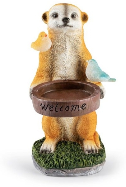 EASYmaxx Solar-LED Erdmännchen als Vogeltränke | Kabellos mit automatischem Tageslichtsensor | Detailgetreu | Dekorativ für Garten, Balkon, Terrasse | 8 Stdn. Leuchtdauer Bild 4