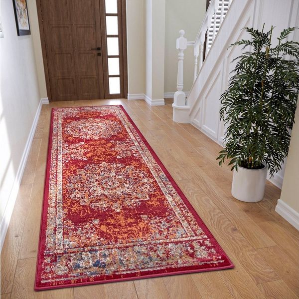 HANSE Home 'Maderno' Teppich, rechteckig, Höhe: 8 mm, Orientalisch, Kurzflor, Rot, 80 x 240 cm (Rechteckig)
