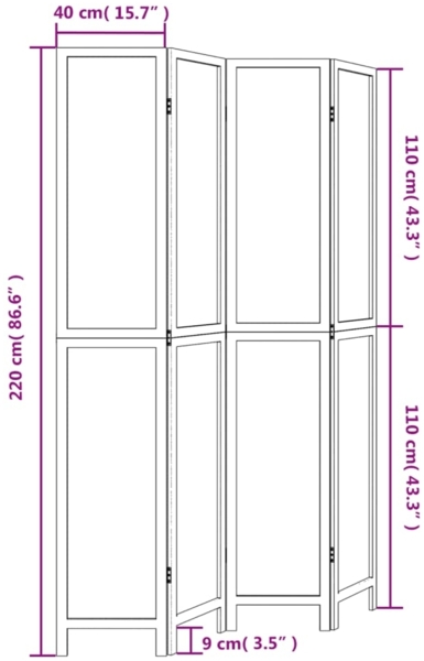 vidaXL 4-tlg. Raumteiler Weiß Massivholz Paulownia 358676 Bild 7