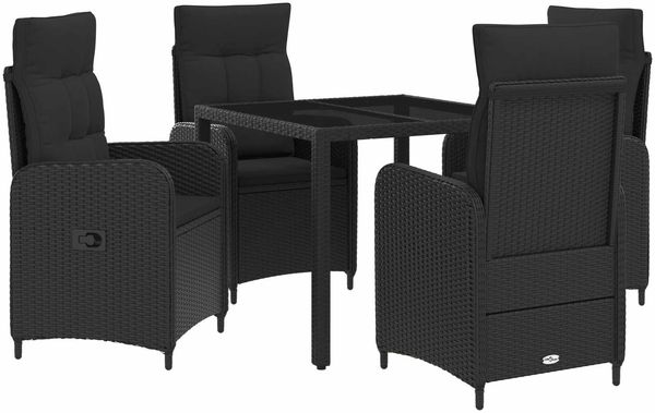 vidaXL Outdoortisch-Set 5 pcs Schwarz 90 x 90 x 75 cm Poly-Rattan 3422293