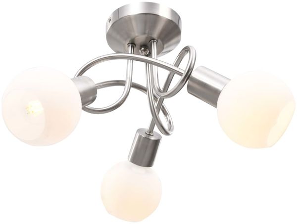 Deckenleuchte mit Keramik-Lampenschirmen für 3 E14 Glühlampen