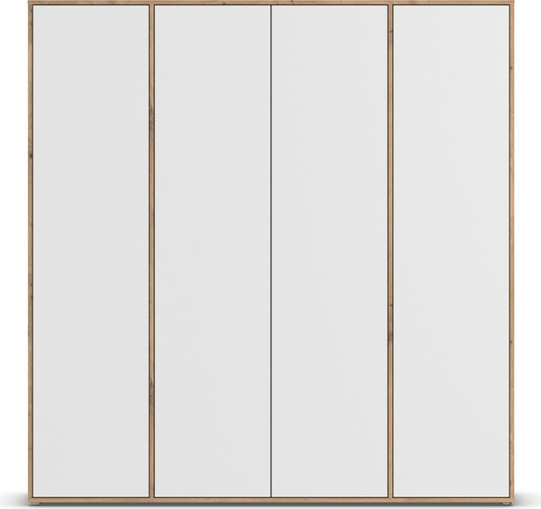 rauch Kleiderschrank Nabila, Drehtürenschrank, Garderobenschrank, 4-türig, mit 1 Kleiderstange und 5 Einlegeböden, Farbe Weiß/Eiche Artisan, Holz, mit Push-to-Open Funktion, 187x194x53cm Bild 2