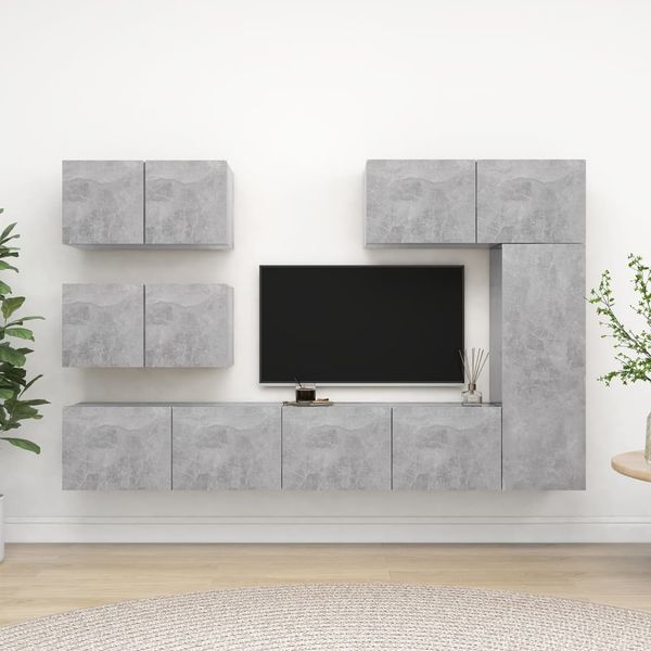vidaXL 6-tlg. TV-Schrank-Set Betongrau Spanplatte [3079135]