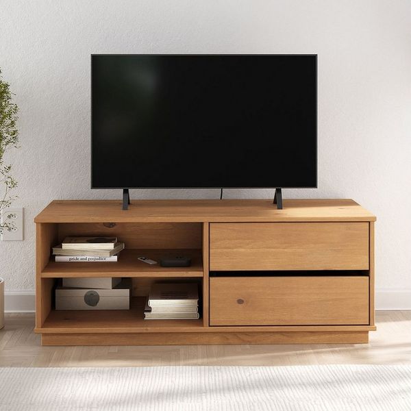 IDIMEX Lowboard MAITE, TV Board 110cm 2 Schubladen und Ablagefach massivholz eichefarben